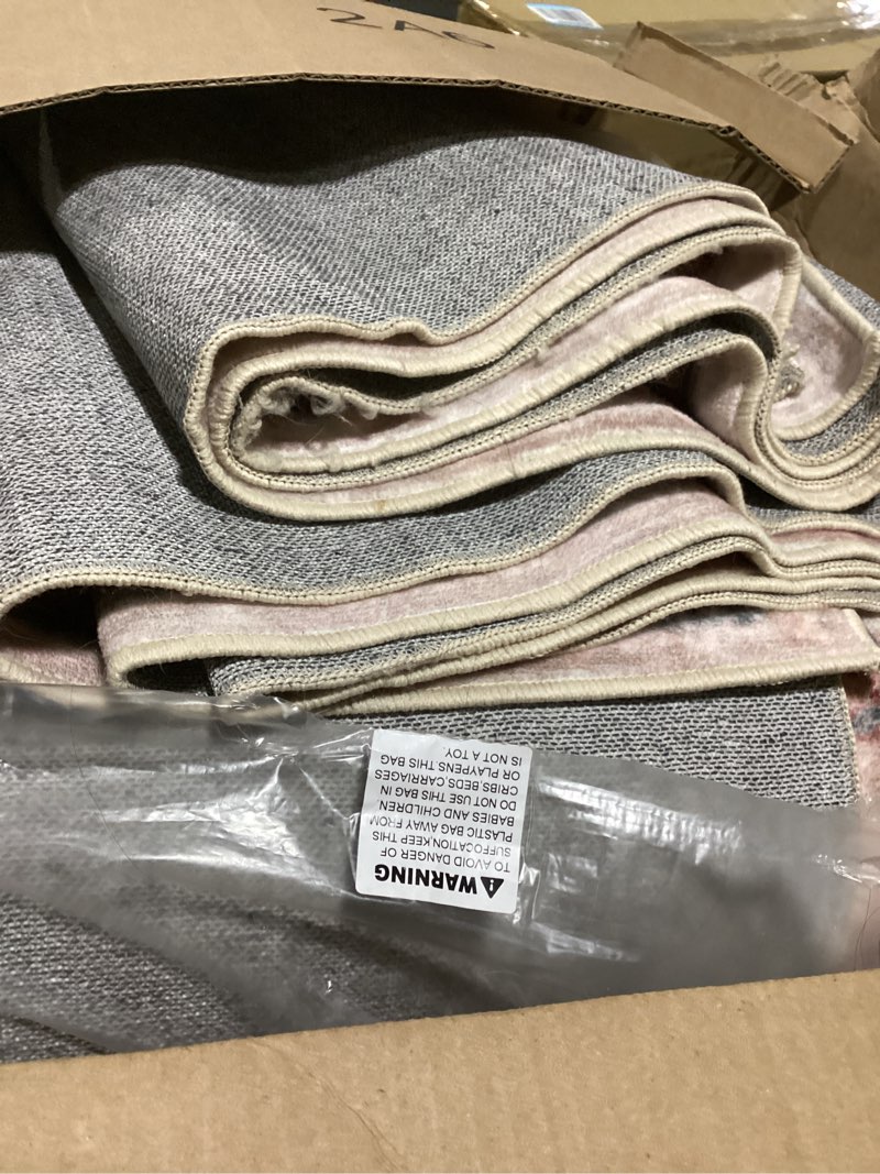 Condition photo showing As Is for 8x10 Area Rug Vintage Machine Washable Low Pile Carpet No Shedding Area Rugs for Living Room Bedroom Dining Room Kitchen Entryway Hallway Office Indoor-Brick/Pink Brick/Pink 8' x 10' (Rectangular)