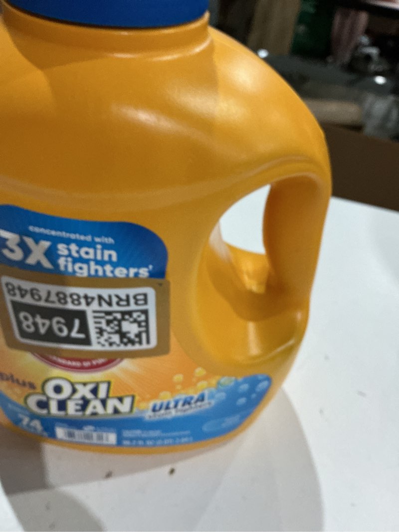 Condition photo showing Good Condition for arm & hammer plus oxiclean ultra stain fighters liquid laundry detergent, stain remover for clothes, fresh scent, 74 loads, 96.2 fl oz fresh scent 96.2 fl oz (pack of 1)