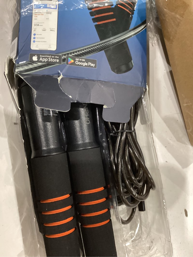 Condition photo showing Good Condition for renpho smart jump rope - app data storage & tracking & analysis, tangle-free jumping rope for men, women, skipping rope with counter, adjustable workout jump ropes for crossfit, gym, mma c-black steel wire rope 1 pc