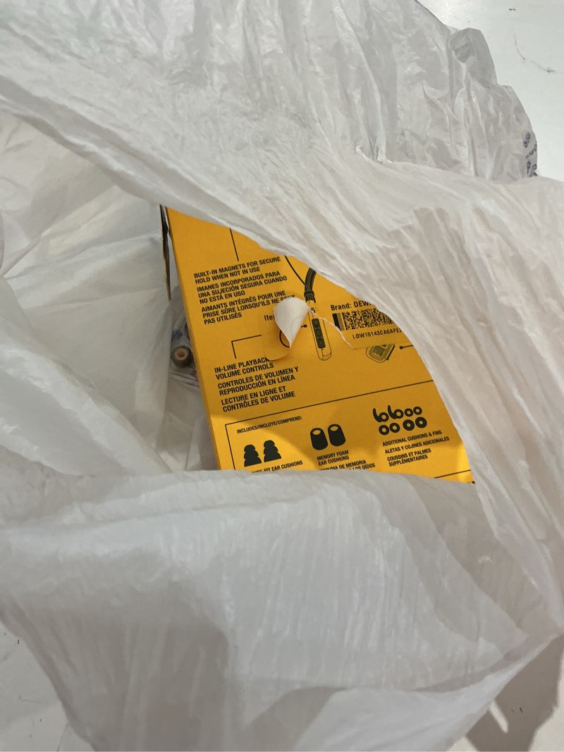Condition photo showing As Is for dewalt wireless bluetooth behind-the-neck headphones 1 pk