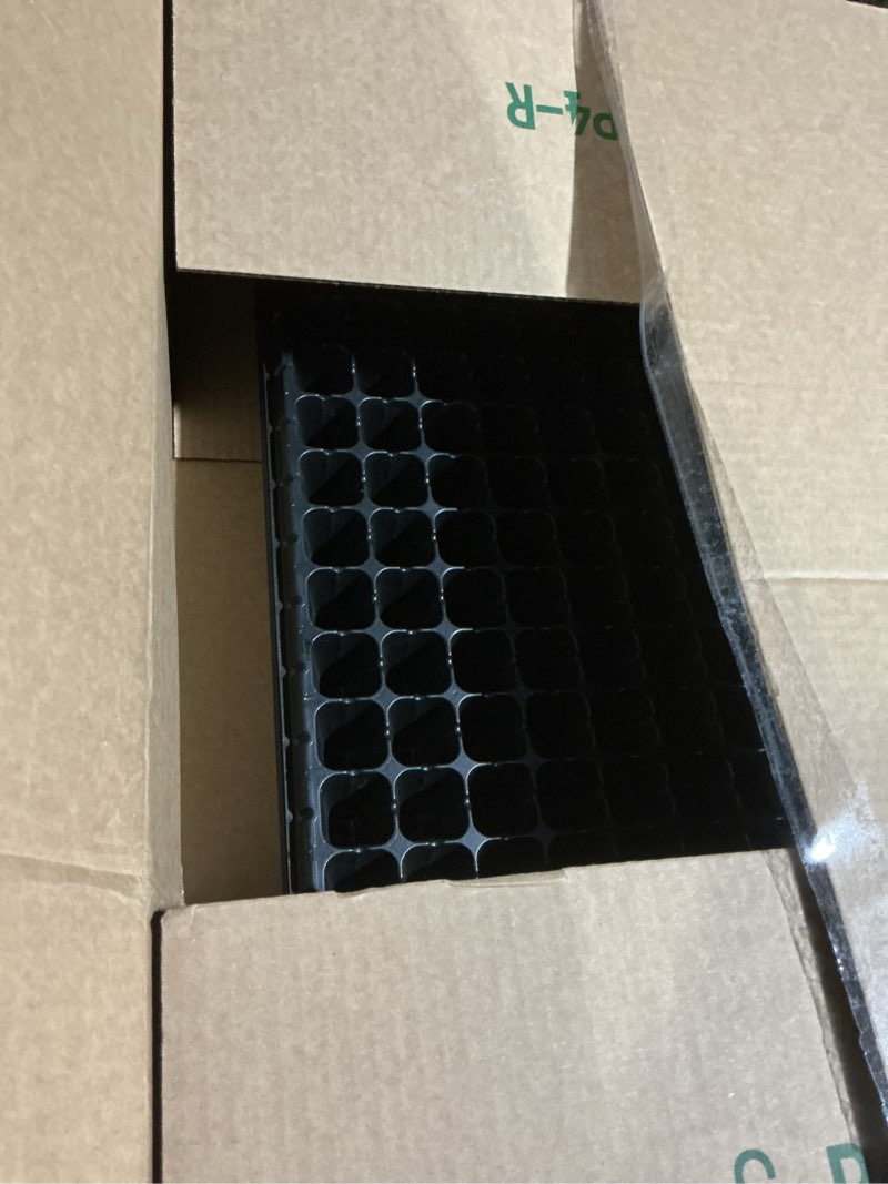 Condition photo showing As Is for 10Pcs 128 Cell Seed Starter Trays, Thick Durable Nursery 128 Cell Plug Tray Seedling Flat Plastic Shallow Tray for TD538 1020 Trays (21.26", 11.02", Deep 1.89"), GGBQ128 Black-128c 128C-L-10P