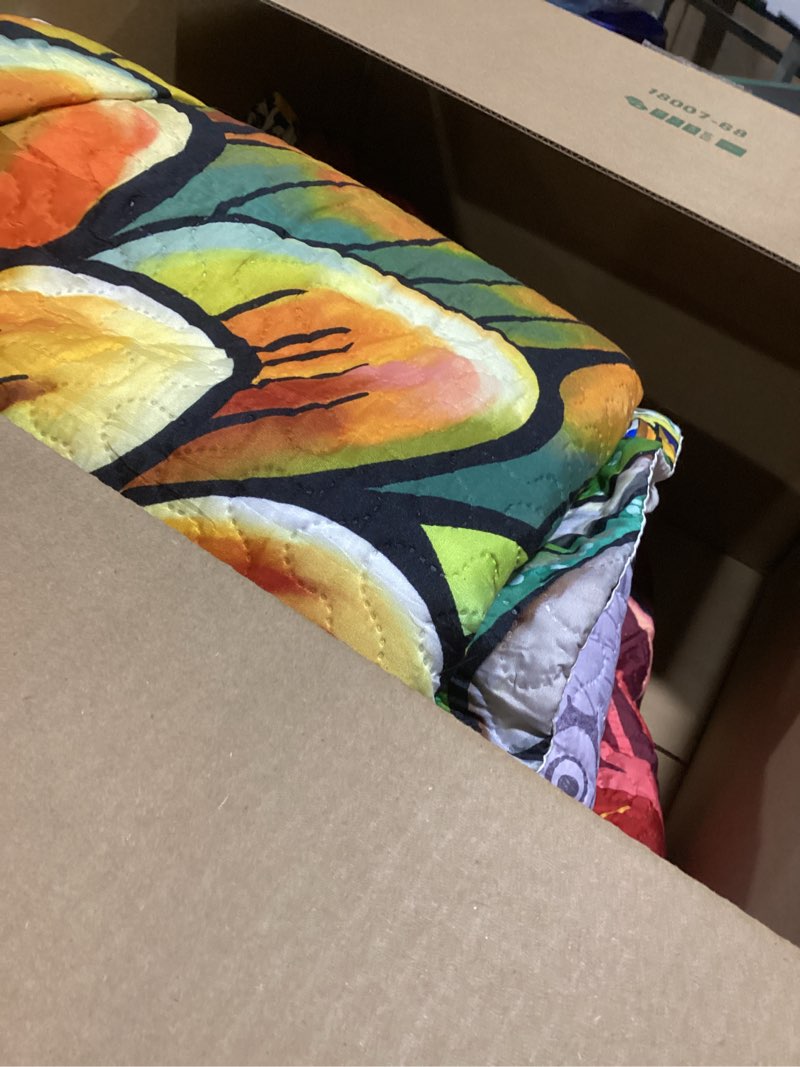 Condition photo showing As Is for Asuexpect 3 Piece Boho Floral Quilt Sets California King Size Bohemian Flower Microfiber Bedding Set Vibrant Bright Soft Lightweight Comforter Bedspread Coverlet (118''x106'') with 2 Shams (20"x 36") Boho Floral California King-118" x 106"