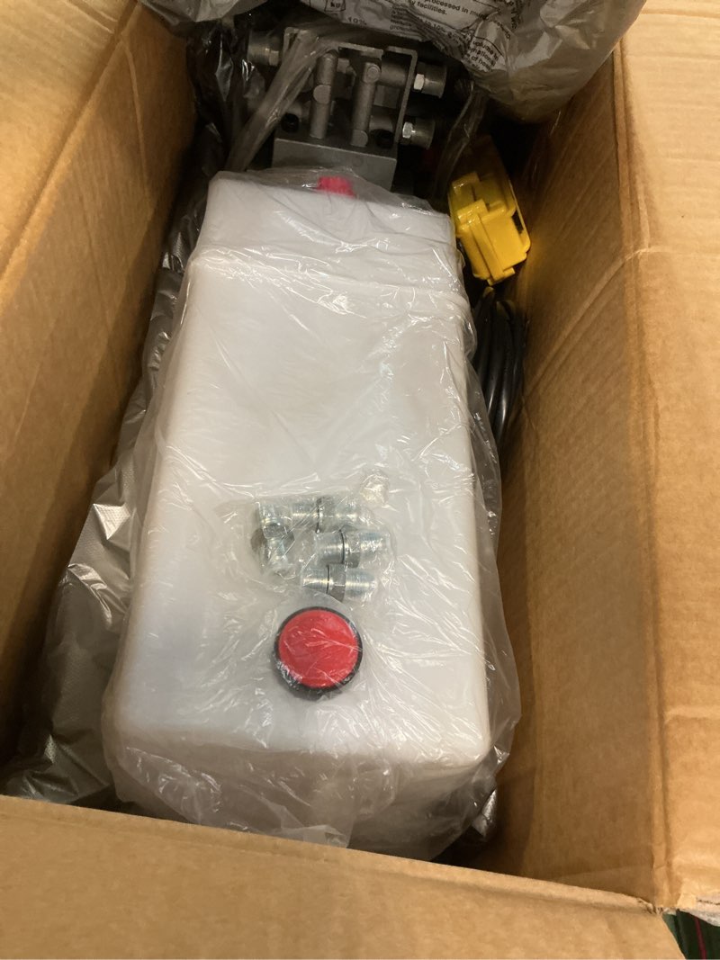 Condition photo showing Good Condition for 8 quart hydraulic pump 12v dc hydraulic power unit double acting double solenoid hydraulic pump with plastic reservoir for dump trailer car lifting platforms