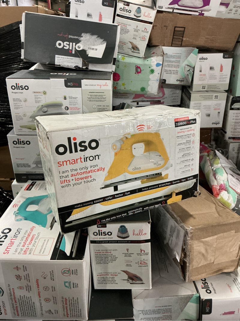 Condition photo showing New/Like New for oliso tg1600 proplus auto-lift steam iron, quilting sewing & clothes, 1800w