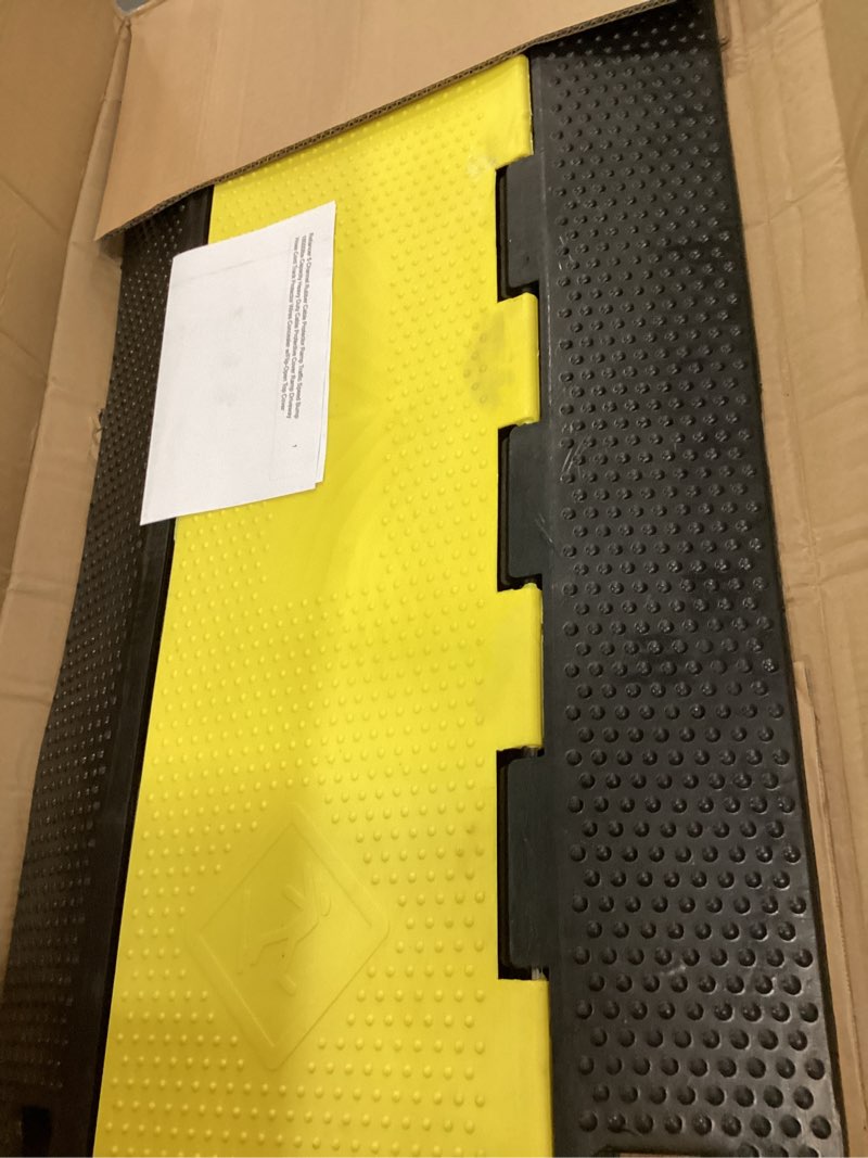 Condition photo showing Good Condition for Reliancer 5 Channel Rubber Cable Protector Ramp Traffic Speed Bump 18000lbs Capacity Heavy Duty Cable Protective Cover Ramp Driveway Hose Cord Track Protector Wires Concealer w/Flip-Open Top Cover 1 Pack 5-Channel
