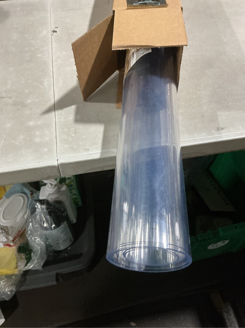 Condition photo showing Good Condition for royhom clear table protector 31.5 x 63 inch - 1.5mm thick plastic table cover, clear table cover protector rectangle, waterproof pvc desk mat for coffee table, writing desk, dining room, dresser 32" x 63" (rectangular) clear 1.5mm