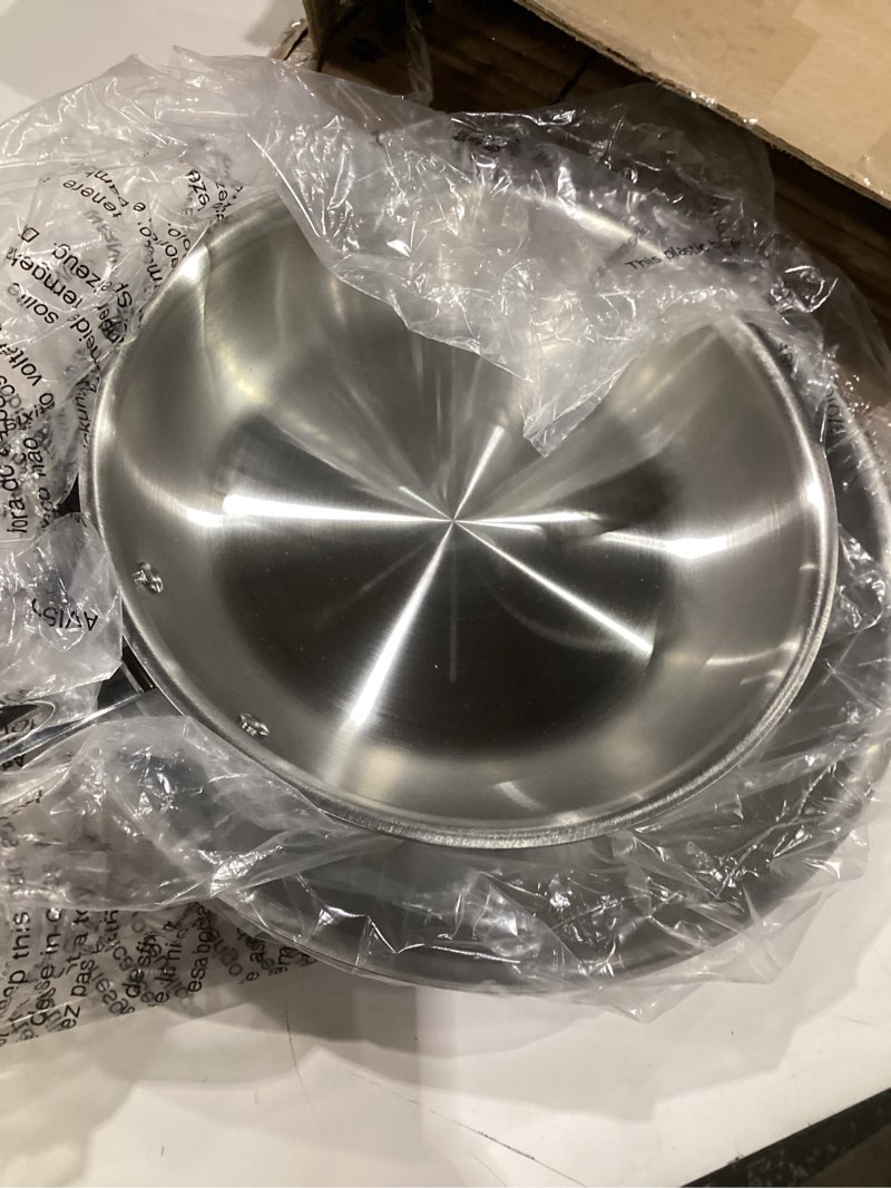 Condition photo showing As Is for All-Clad D3 3-Ply Stainless Steel Fry Pan Set, 10,12 Inch, Induction Oven and Broiler Safe to 600F, Frying Pans, Durable Kitchen Cooking Skillets, Professional Induction Cookware, Stainless Steel Stainless Steel 10 inch + 12 inch Fry Pan Set