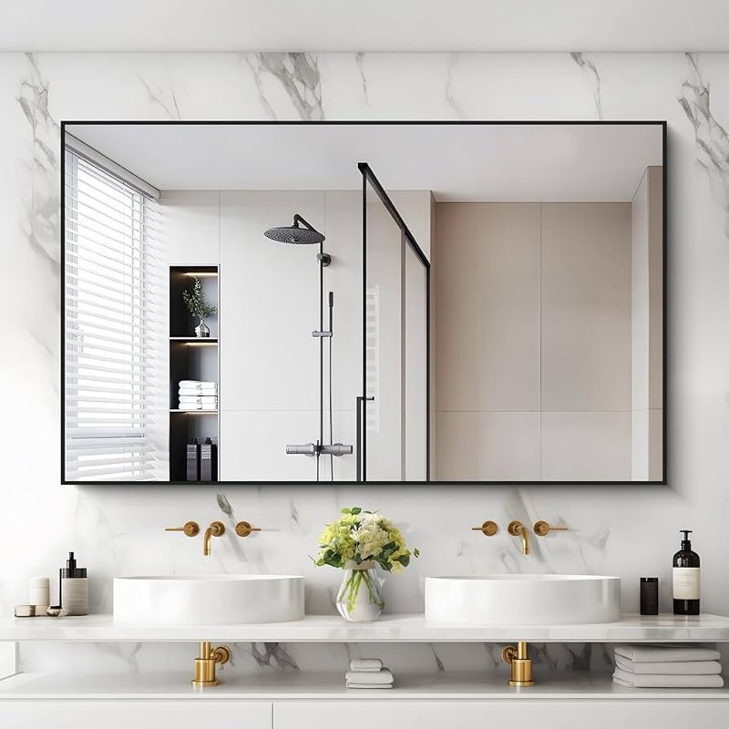 Wall mount mirror 30” x 50”, black