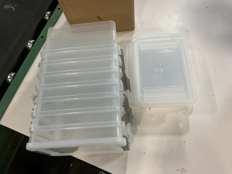 Condition photo showing Good Condition for Citylife Small Storage Bins with Lids 3.2 QT- 8 Packs Plastic Storage Containers for Organizing Stackable Clear Storage Boxes,Clear White 3.2 QT-?8 Packs?