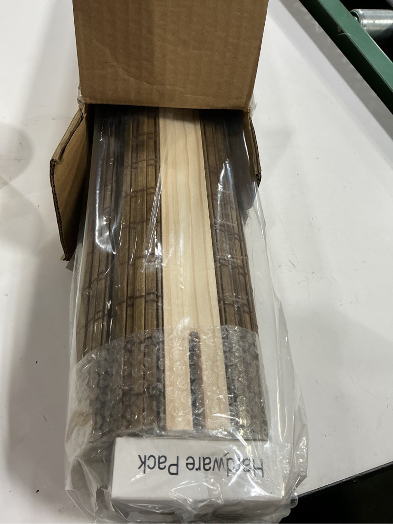 Condition photo showing New/Like New for cordless bamboo roman shades for windows, blinds size (35" w ×64" h) colour (highfield teak) highfield teak 35" w × 64" h