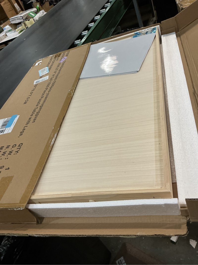 Condition photo showing Good Condition for TEAKMAMA 27.6" H Tall 1500 Piece Puzzle Table with Legs, 4 Drawers, 34.3" W x 26.5" D Large Wood Folding Jigsaw Puzzle Board with Cover for Adults, Nature