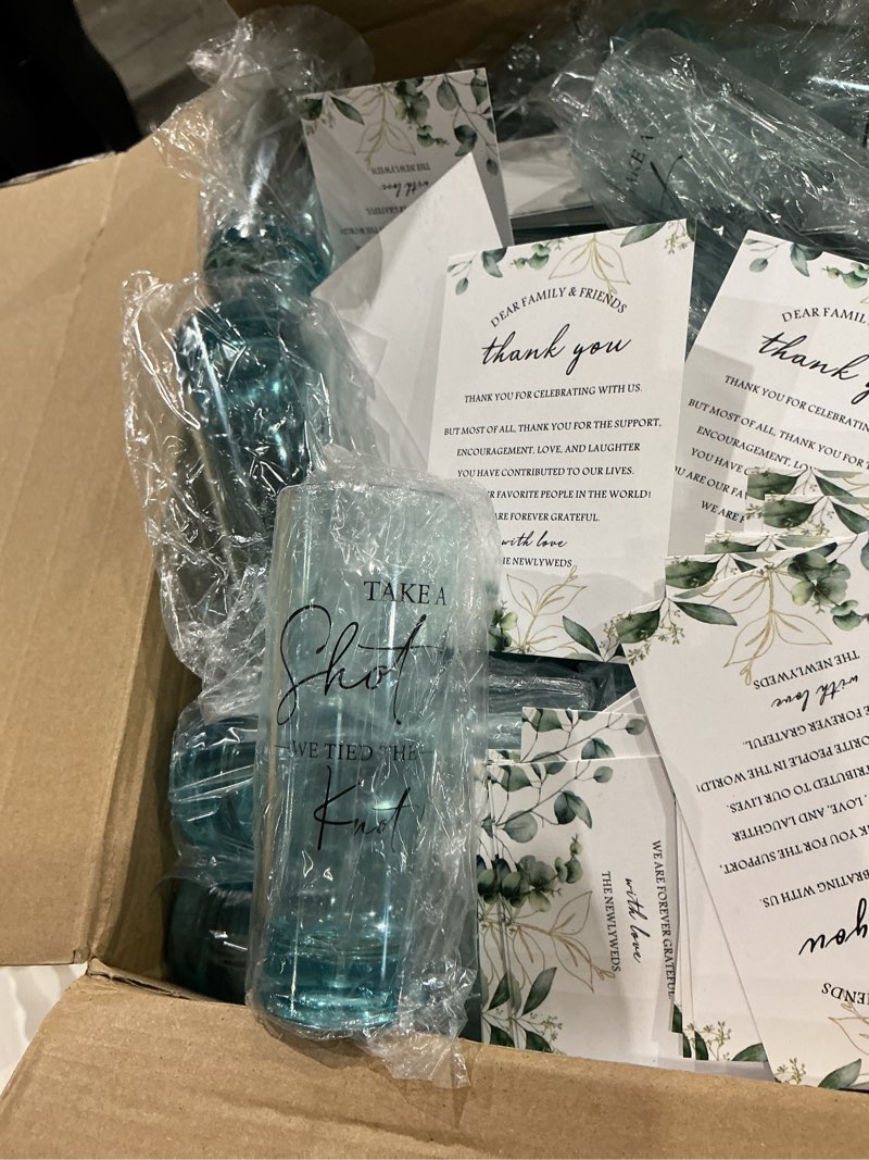 Condition photo showing Good Condition for sliner 150 set wedding favors for guests bulk 2oz acrylic take a shot we tied the knot shot glasses 