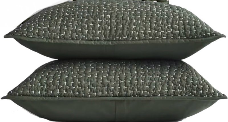 wool linen textured pillow cover (set of 2)green 20in x 26in