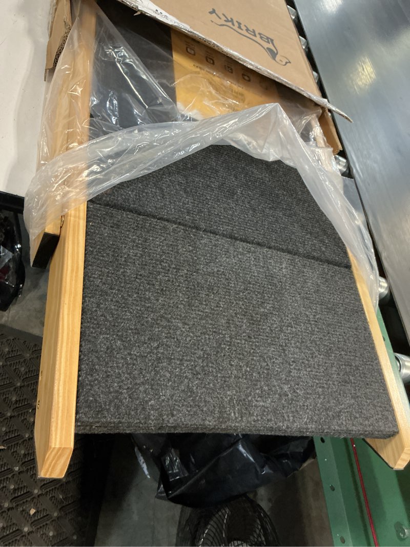 Condition photo showing As Is for briky 19.5" h dog stairs for small dogs, non-silp wooden dog steps for bed and couch, foldable 3-step pet stairs for medium dogs and old cats, no assembly required 27.6" l x 18.5" w x 19.5" h - 3 steps