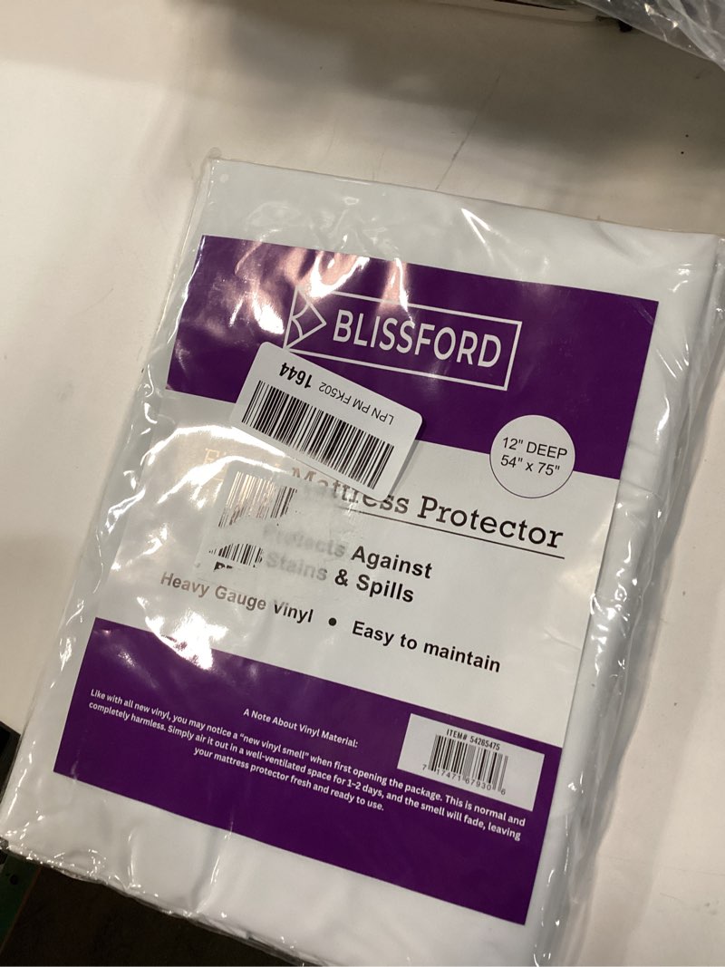 Condition photo showing New/Like New for BLISSFORD Plastic Mattress Protector - Heavy Duty, Twin Size Fitted Vinyl - Plastic Mattress Cover, Rubber Sheets for Bedwetting Adult or Child, 100% Waterproof Sheets for Bed 39" x 75"- Twin