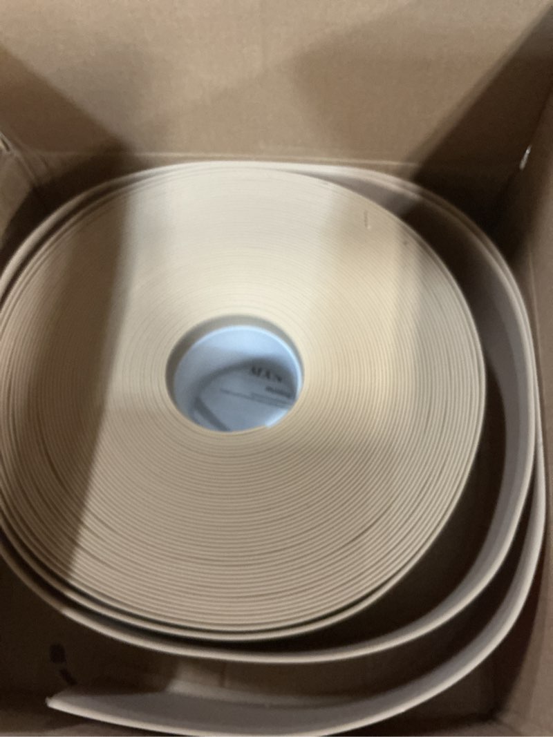 Condition photo showing New/Like New for duzzy flexible baseboard molding trim, 4 inch(w) x 100 feet(l) peel and stick rubber wall trim molding, self-adhesive vinyl wall base cove base 4 inch x 100 feet beige