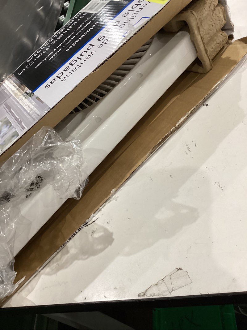 Condition photo showing As Is for mainstays 9'' 3-speed, reversable twin window fan, white