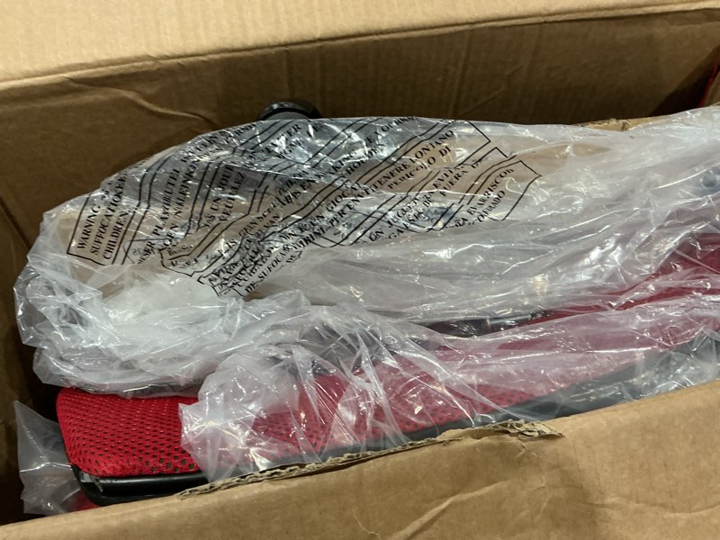 Condition photo showing As Is for dumos home office chair - ergonomic mid back mesh desk chair with lumbar support & rocking mode, height adjustable with fixed armrest, for computer, gaming, meeting, 360° swivel, red red fixed arm 1