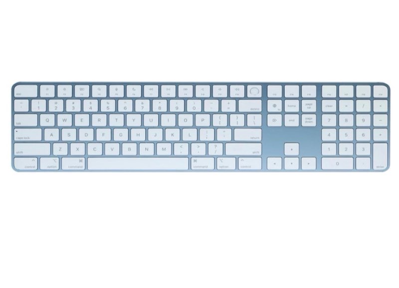 apple magic keyboard with touch id and numeric keypad silicon - blue (qwerty english) (renewed) contemporary blue
