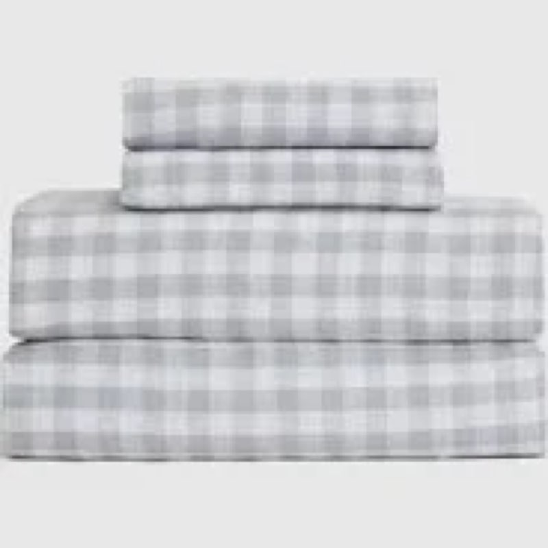 Classic Organic Percale Sheet Set, Blue Fog Gingham, King