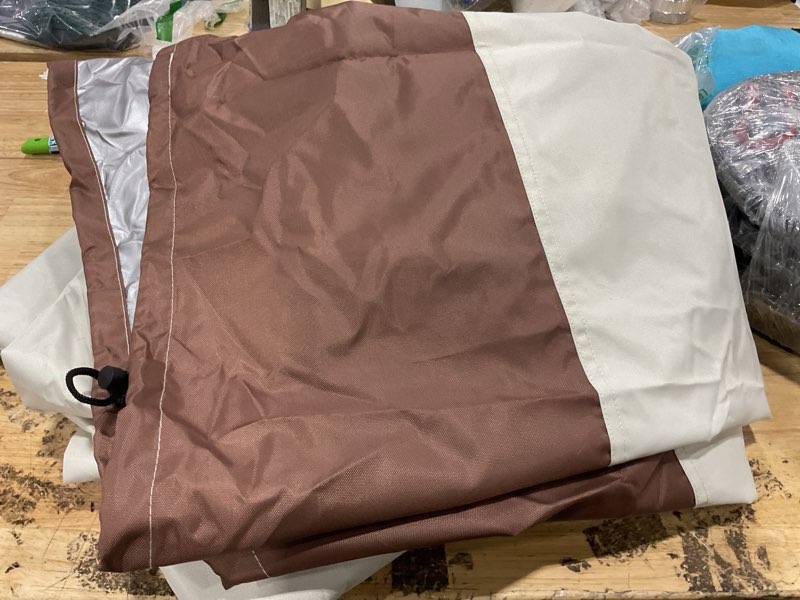 Condition photo showing Good Condition for anartcle -seater patio loveseat   outdoor couch cover,100% waterproof heavy duty patio sofa covers,patio furniture covers,beige&brown sofa-beige&brown