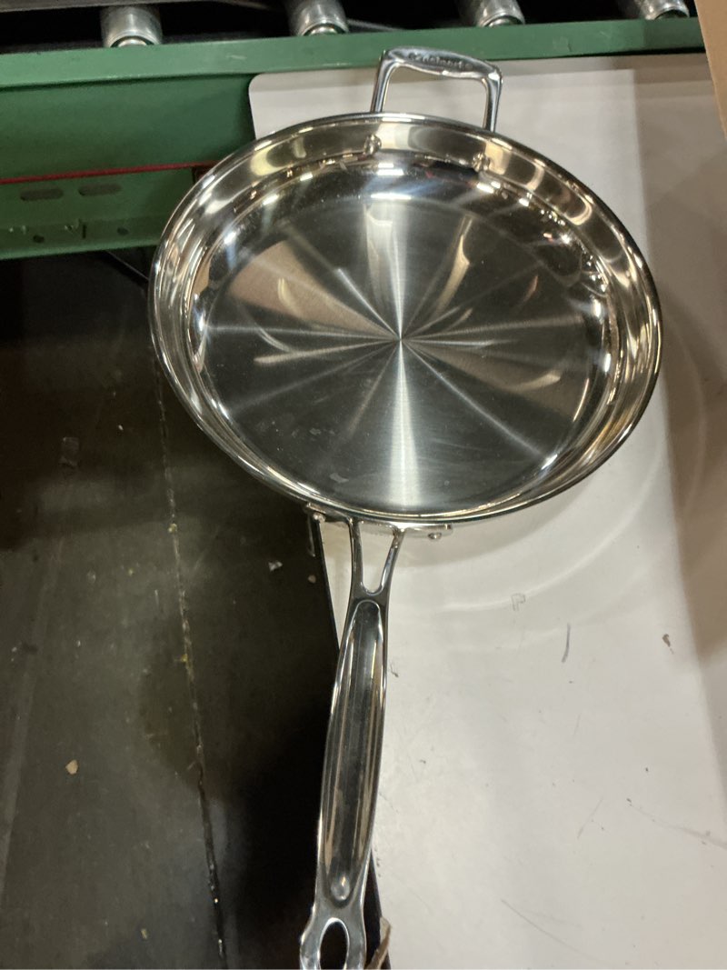 Condition photo showing As Is for Cuisinart Professional Stainless Skillet with Helper, 12-Inch