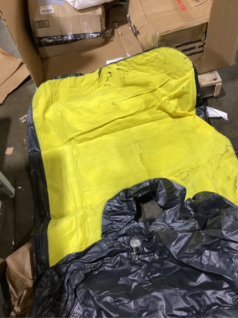 Condition photo showing As Is for (similar to )inflatable tanning pool lounger float with cervical pillow - pool floats adult for sunbathing, backyard, pool party - inflate ball pit for babies - kids swimming pool bed yellow l(71\" x 47\")