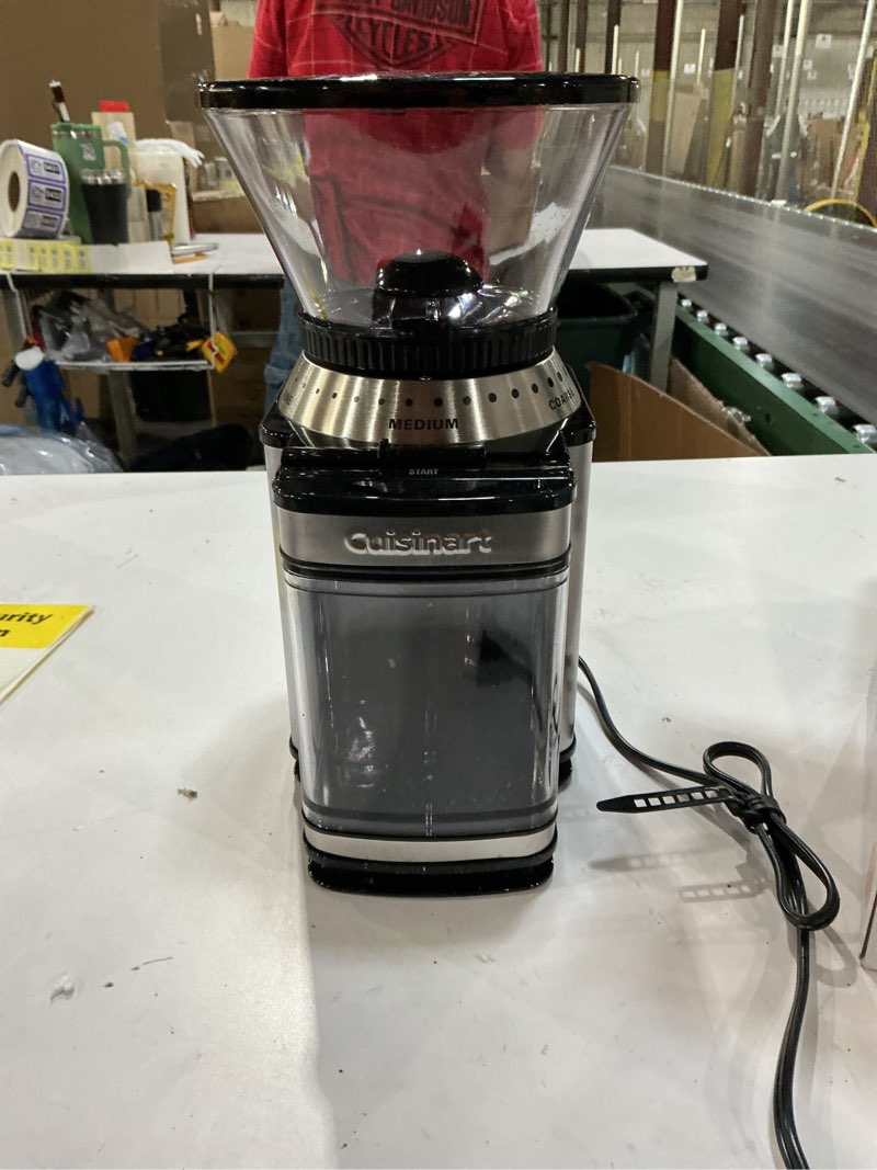 Condition photo showing As Is for Cuisinart Coffee Grinder, Electric One-Touch Automatic Burr Coffee Grinder with 18-Position Grind Selector, Cup Size Selector for 4 – 18 Cups, DBM-8P1, Black Stainless Burr Mill Stainless Steel