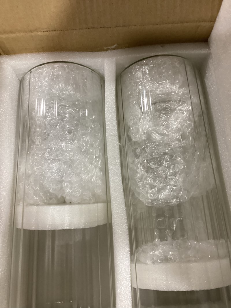 Condition photo showing New/Like New for **incomplete**  (1 vase broken..missing)4 pack glass cylinder vases 4,6,8,10 inch tall clear flower vase hurricane floating candle holder for table centerpiece wedding home decor 4 pack(4,6,8,10 inch )