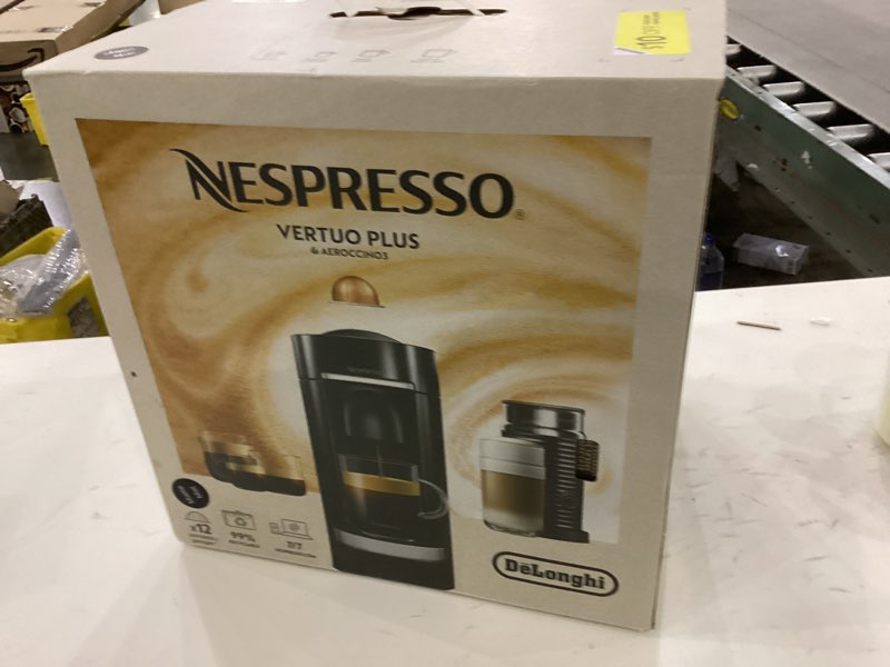 Condition photo showing New/Like New for Nespresso Vertuo Plus Deluxe Coffee and Espresso Maker by De'Longhi, Matte Black with Aeroccino Milk Frother