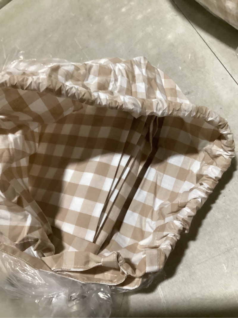 Condition photo showing Good Condition for classic organic percale gingham duvet cover set, twin, cafe