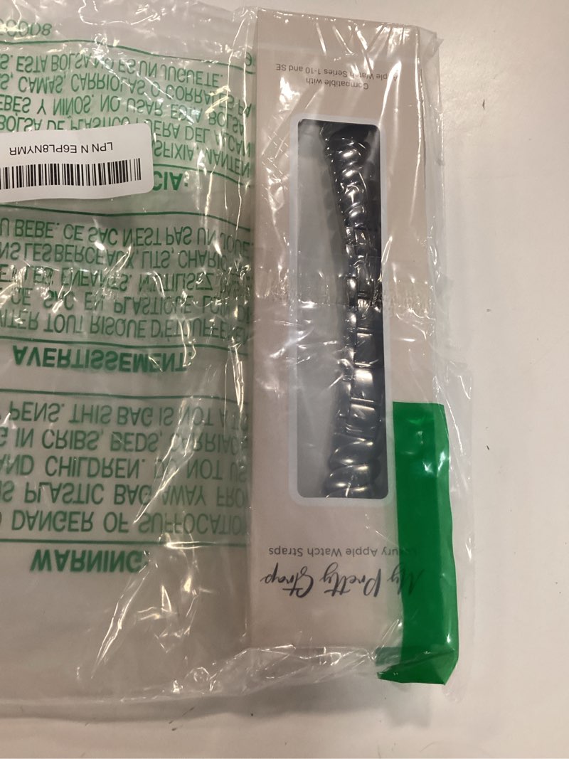 Condition photo showing Good Condition for my pretty strap - compatible apple watch band strap, stainless steel fashion iwatch replacement strap- easy resizing, no tool needed, fits most wrists- series 1-11, se and ultra ripple silver 38mm / 40mm/ 41mm / (series 10& 11 - 42 mm)