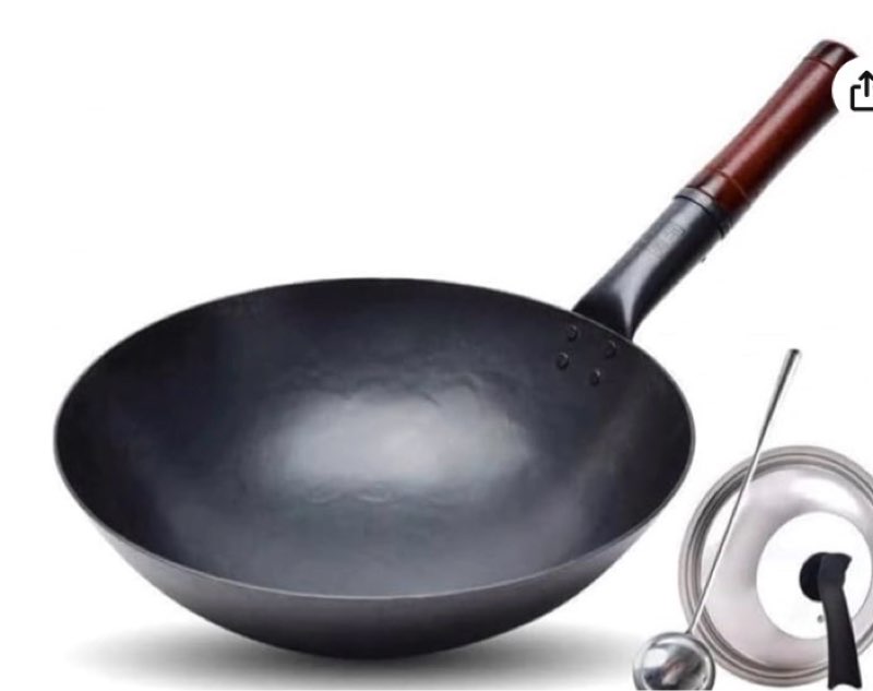 Wok - Stainless Steel Wok, Nonstick Stir Fry Pan with Lid and Spatula, Scratch Resistant Wok (34cm