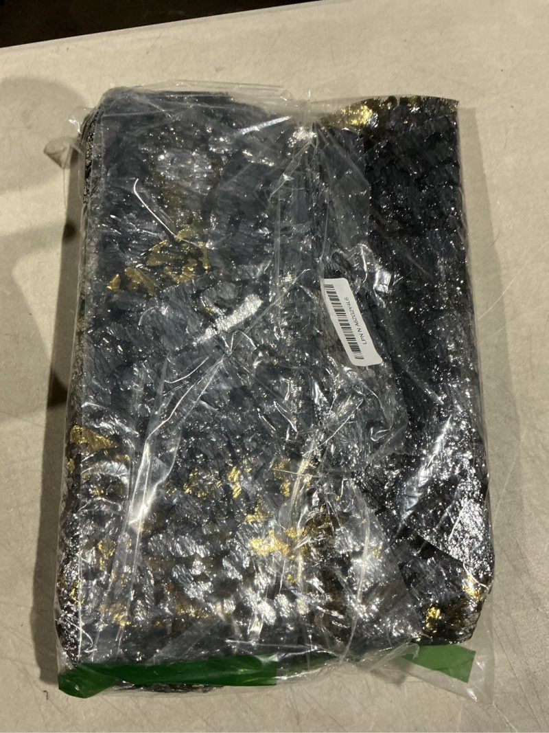 Condition photo showing As Is for Hysenm 50 Pcs Disposable Gold Placemats Set Metallic 13 Inch Round Foil Mesh Pressed Table Doilies, Ultra-Thin Disposable Placement Mats for Home Decoration Dining Table Wedding Birthday Party Gold Black Line 50 Pcs