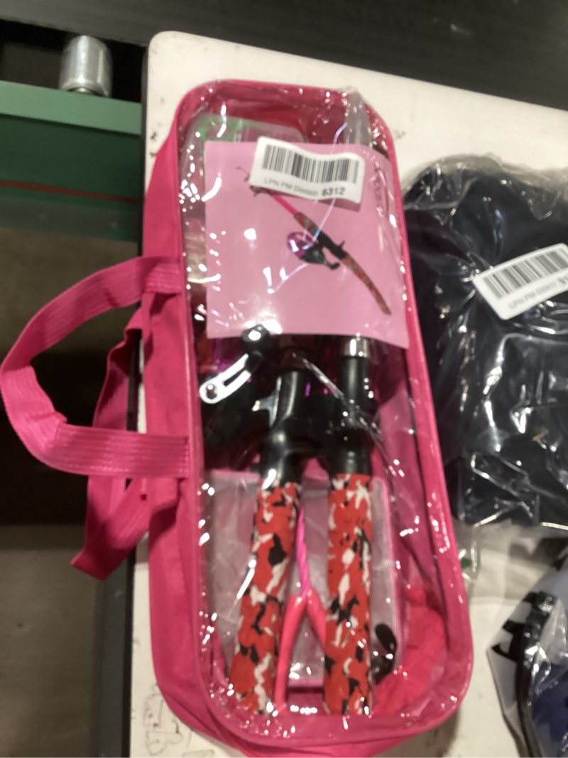 Condition photo showing Good Condition for similiar productwidden kids fishing pole, portable telescopic kids fishing poles for boys and girls, fishing rod and reel combo kit with tackle box bag net, best fishing pole for toddler youth and beginners metallic pink