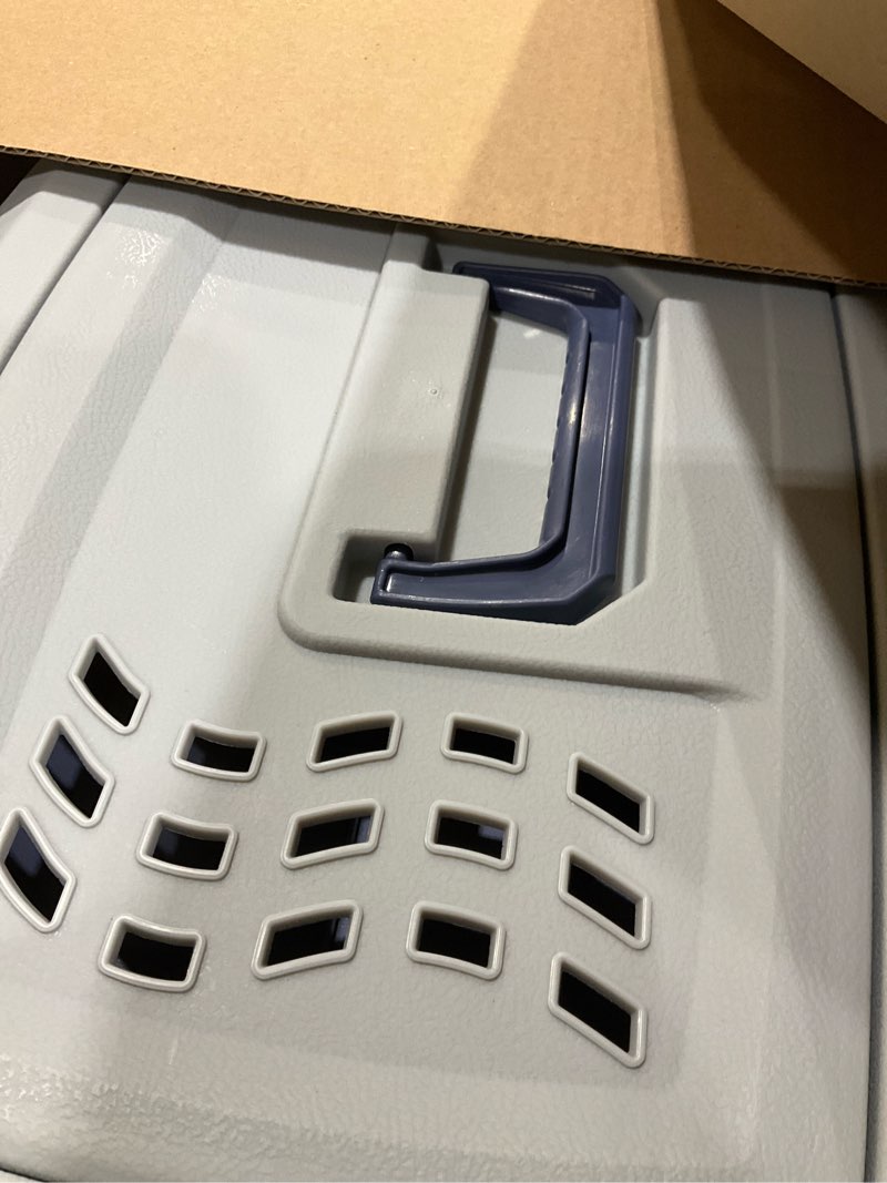 Condition photo showing New/Like New for Amazon Basics 2-Door Top-Load Hard-Sided Dogs, Cats Pet Travel Carrier, Gray & Blue, 22.8"L x 15.0"W x 13.0"H Gray & Blue 22.8"L x 15.0"W x 13.0"H