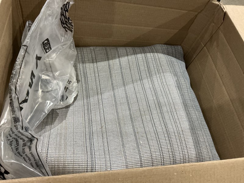 Condition photo showing As Is for jonathan y haze solid low-pile classic blue indoor area rug 4x6, coastal,bohemian,minimalist,classic, easy-cleaning for living room,bedroom,kitchen,pet friendly,non-shedding (seu100f-4) classic blue 4' x 6' (rectangular)