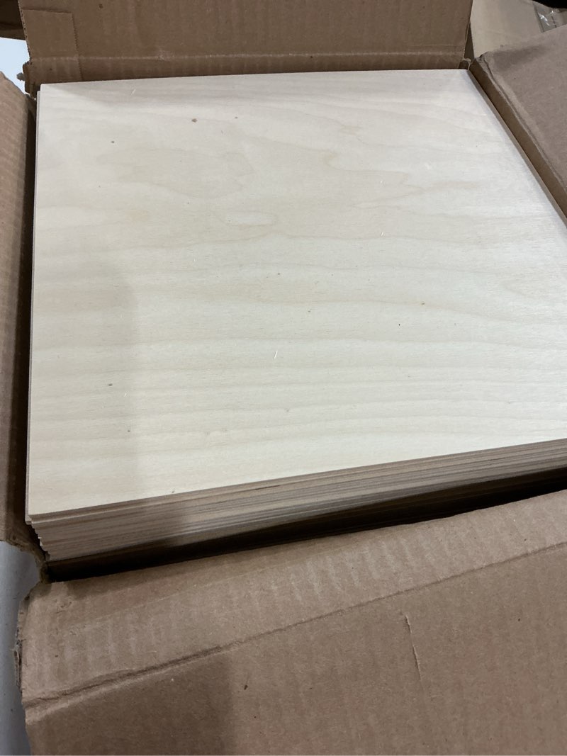 Condition photo showing New/Like New for 3 mm baltic birch plywood 1/8 x 12 x 12 inch, box of 45 b/bb grade craft wood, stronger than basswood sheets, for laser, cnc cutting and wood burning, by woodpeckers