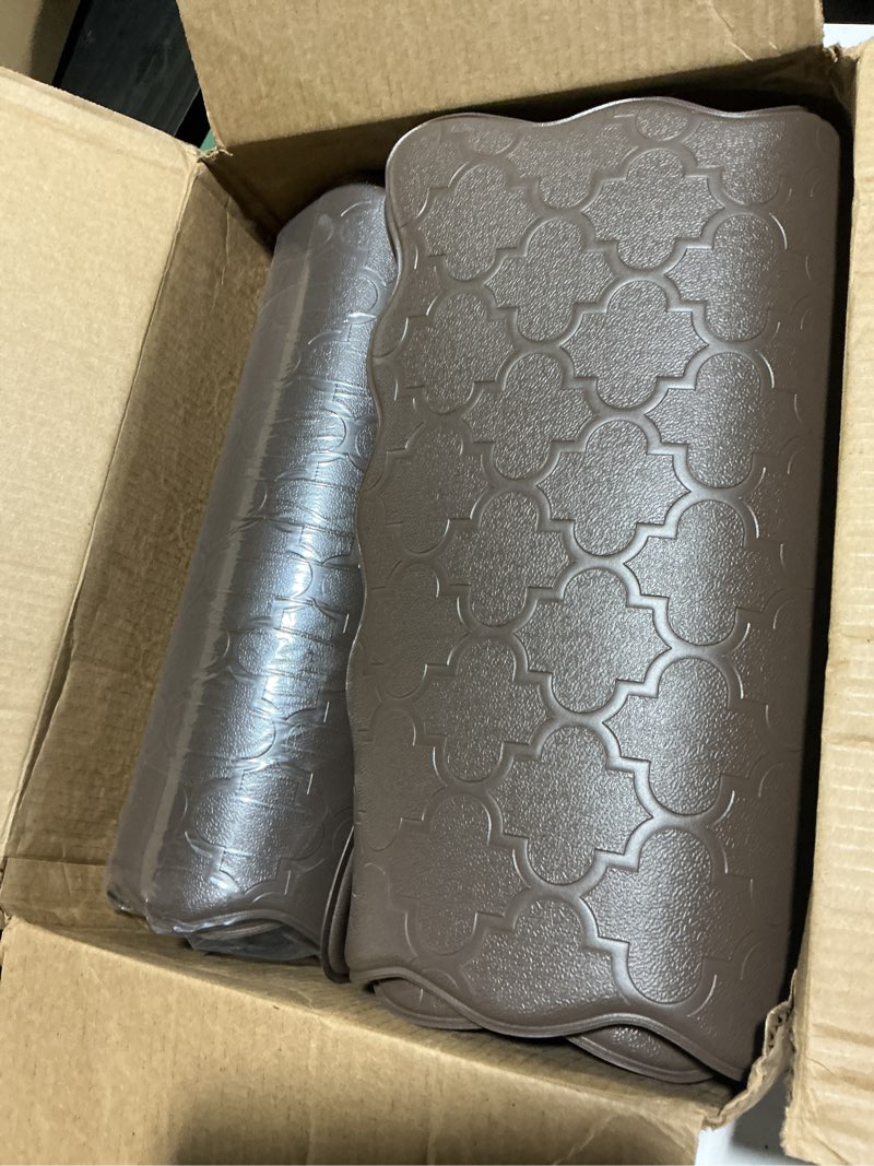 Condition photo showing Good Condition for Arenarug Upgrade Scalloped Embossed Kitchen Mats for Floor 2PCS Cushioned Anti Fatigue Waterproof Foam Kitchen Rugs Non Slip Washable Comfort Standing Mat for Office Sink Laundry, Brown Brown 17.3"x30"+17.3"x47"