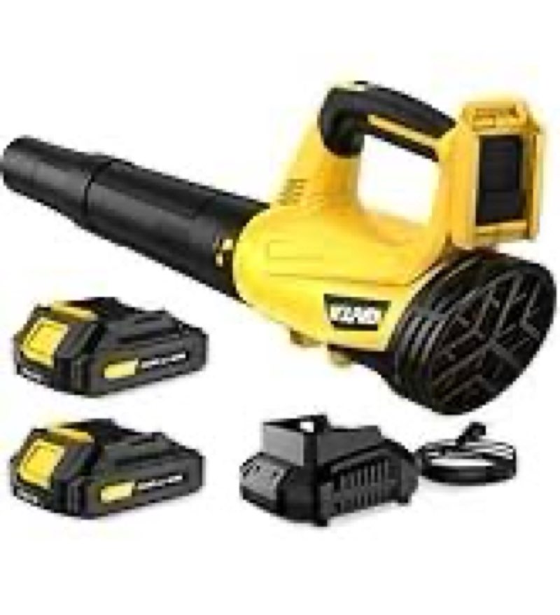 Leaf Blower, Electric Cordless Leaf Blower with 2 Batteries and Charger, 2 Speed Mode, Lightweight L