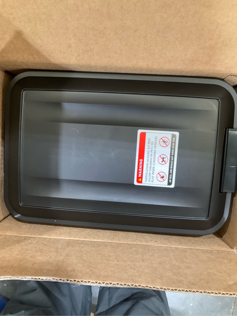 Condition photo showing Good Condition for IRIS USA Dog Food Storage Container, 2 Pack, Up to 30 lbs Each, Airtight Seal for Freshness, Wheels for Rolling, Easy One Hand Opening, Made in USA, BPA Free, Clear/Black