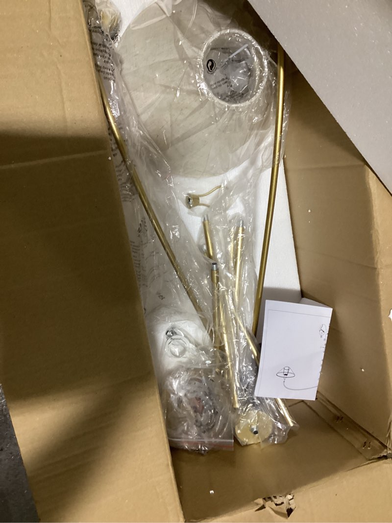 Condition photo showing As Is for gold metal frame double cream shade light fixture.. possibly incomplete hardware.. 