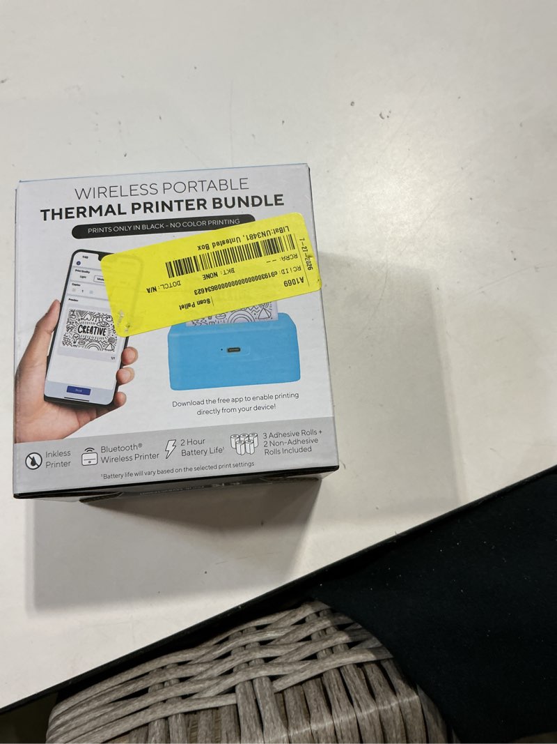 wireless mini portable thermal printer label maker, paper included for android and ios phone, sierra blue