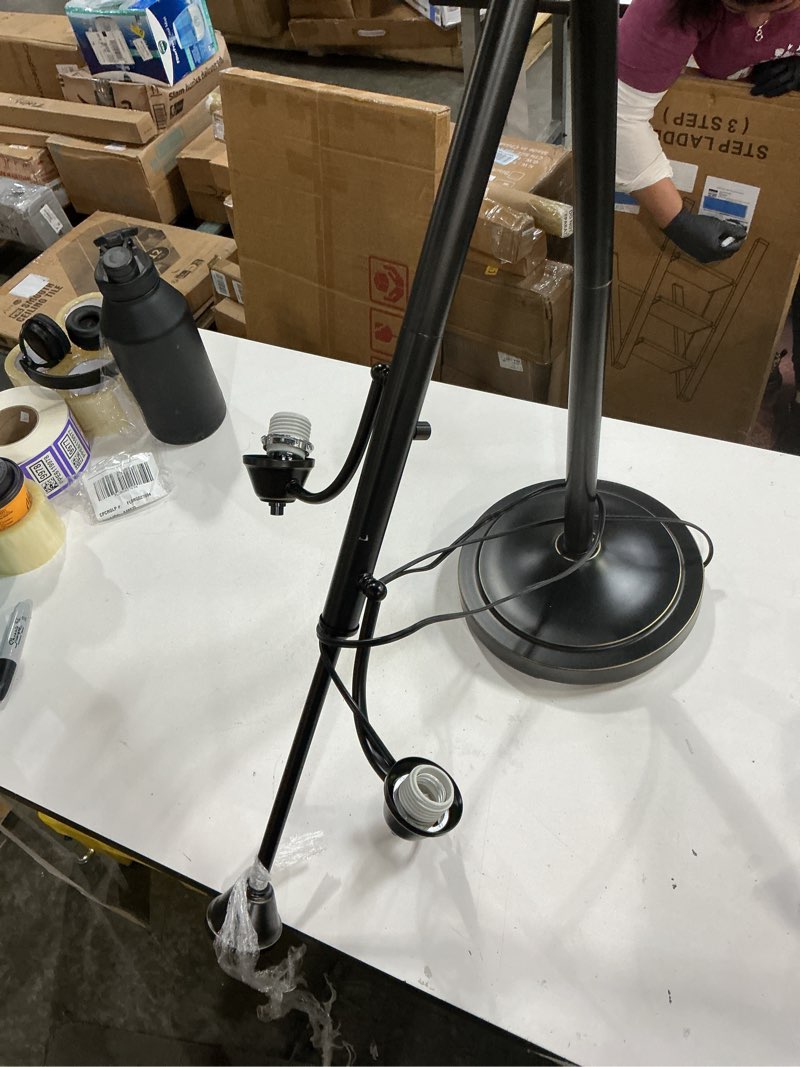 Condition photo showing As Is for warwick 71 1/2\" tiger bronze and seeded glass torchiere floor lamp - style # 32y35 (missing parts)