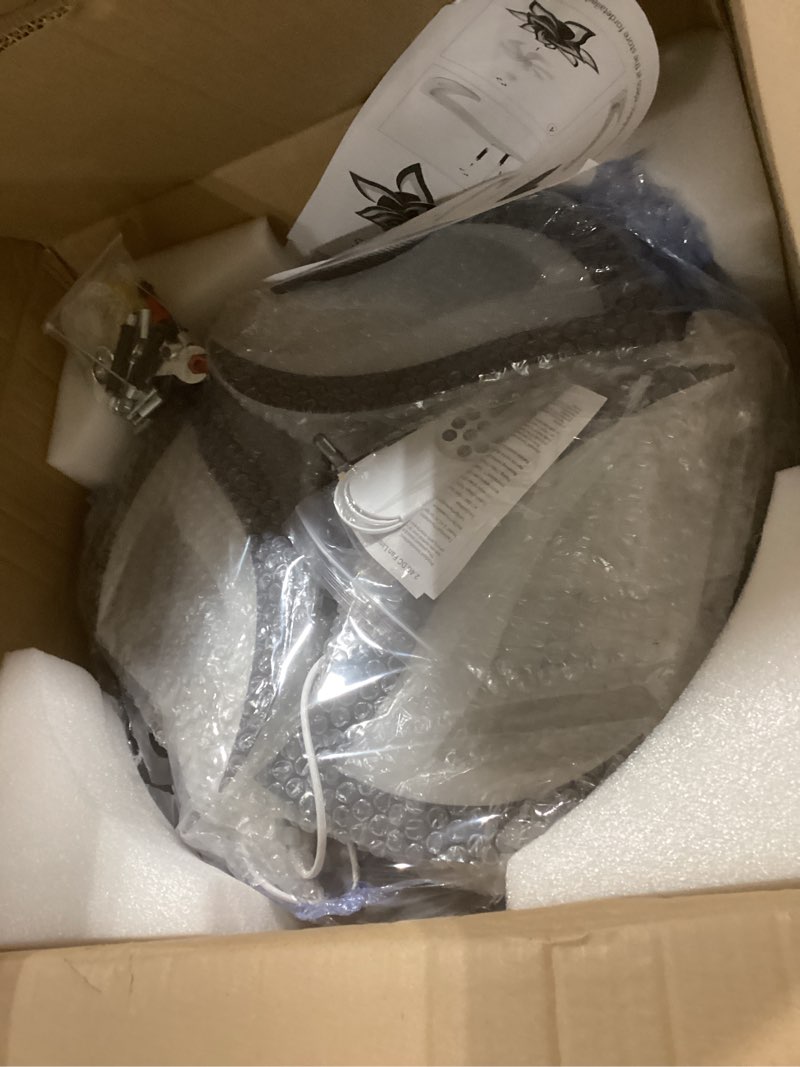 Condition photo showing Good Condition for HuixuTe 32" Modern Geometric Ceiling Fan with Lights Remote Control, Black 6 Speeds 3 Colors Low Profile Ceiling Fan with Light for Living Room 32"-Black - Flower