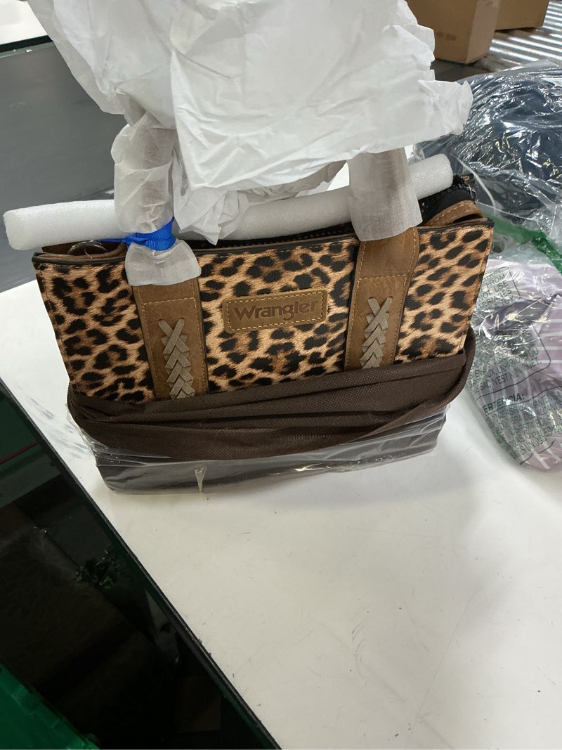 Condition photo showing Good Condition for Wrangler Medium Tote Bag for Women Designer Satchel Handbags Top-handle Purses with Strap Leopard Print