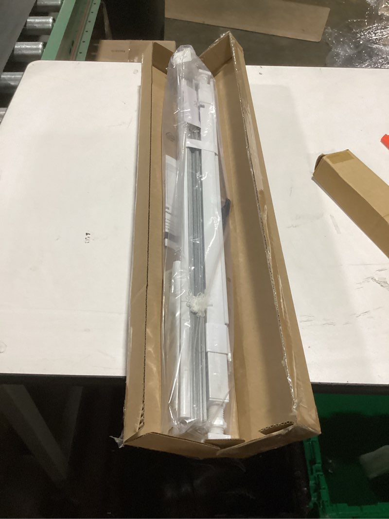 Condition photo showing New/Like New for LazBlinds No Tools-No Drill 1" Aluminum Mini Blinds, Cordless Blinds for Indoor Windows, Light Filtering Horizontal Blinds and Shades for Window Size 28'' W x 64'' H, White No Drill-white 28'' W x 64'' H