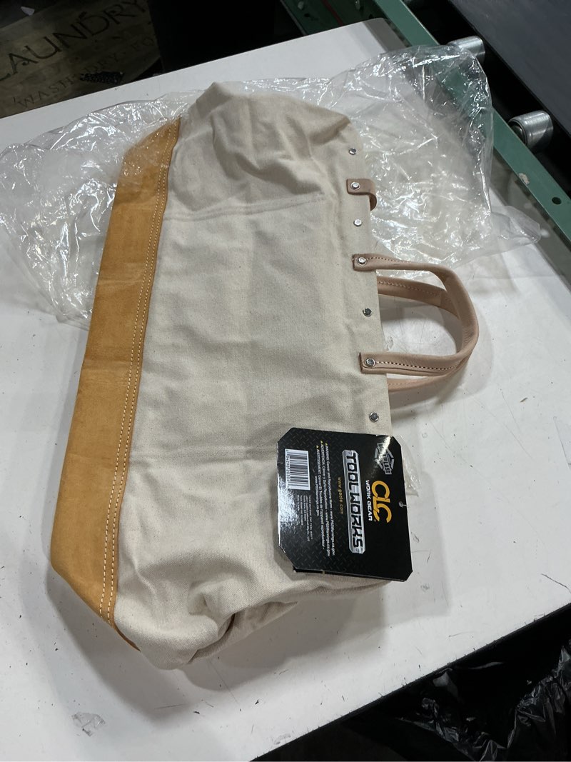 Condition photo showing New/Like New for clc custom leathercraft 304x reinforced masons tool bag, beige