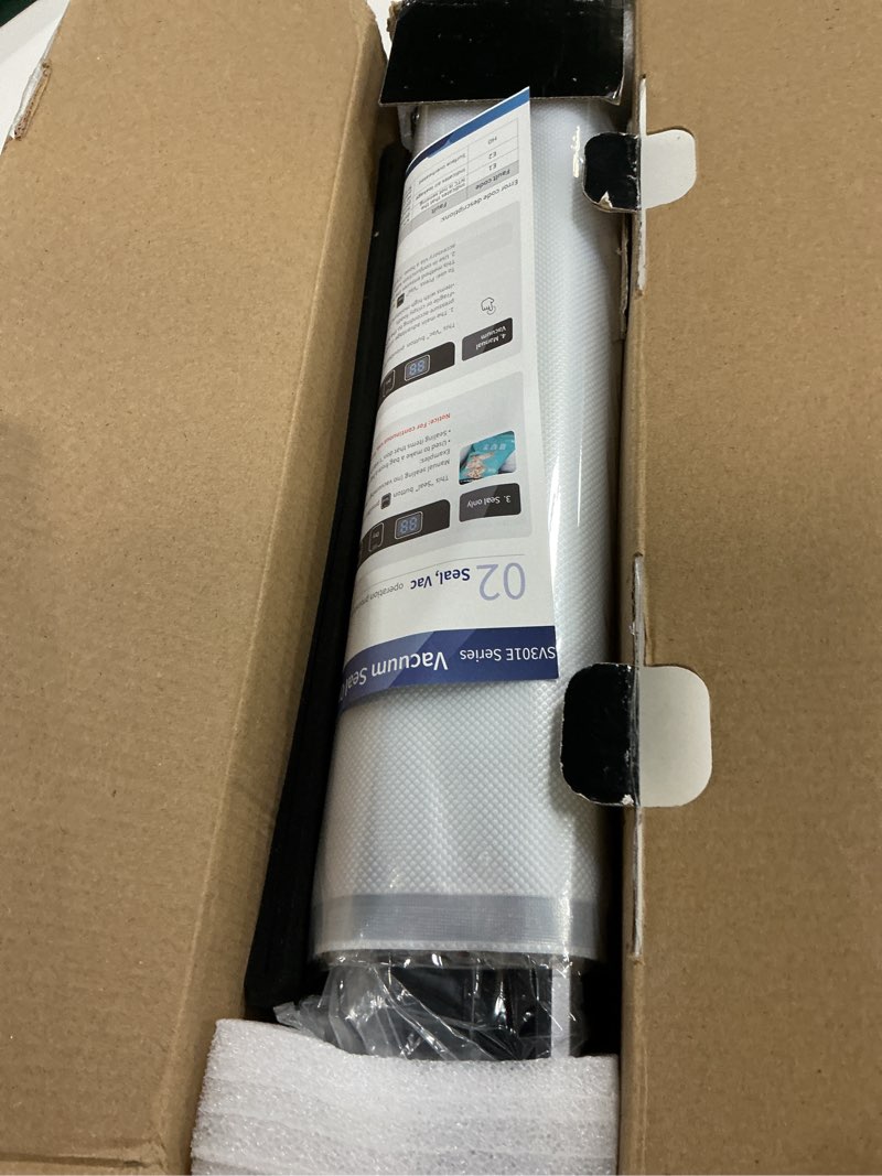 Condition photo showing Good Condition for vacuum sealer machine 75kpa food with 6-in-1 dry/moist modes & digital timer, compact lightweight design, built-in cutter + 10 bags (black silver)