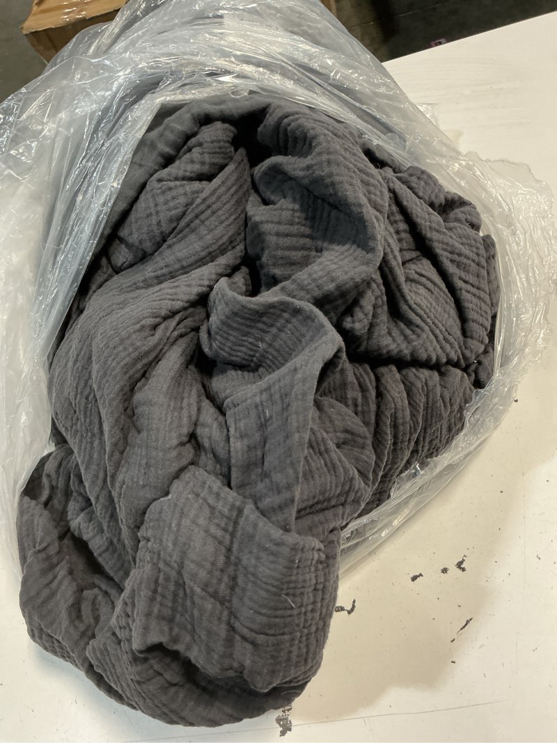 Condition photo showing As Is for quince organic airy gauze duvet cover set, king/cal king, charcoal